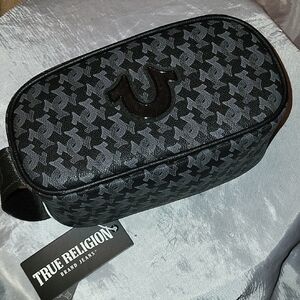 True Religion Black and Gray Toiletry Bag Dopp Kit Brand New Rt LS